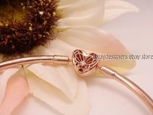 NEW Pandora Heart & Butterfly Rose Bangle Bracelet 582594C01 19 7.5 Authentic - Picture 1 of 3