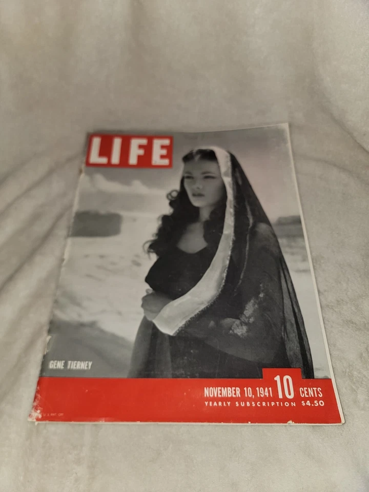 Life Magazine November 10 1941 WW2 Gene Tierney Russian Guerillas Submarines  - Image 1 of 4