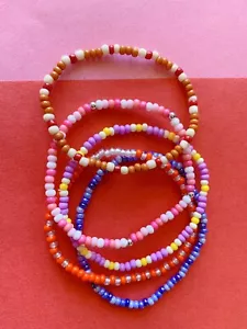 Spring Colorful Stretchy Bracelet, Stacking Bracelet, 3mm Glass Seeds Bead - Picture 1 of 7
