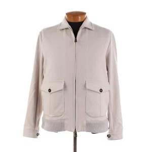Kired Kiton NWT Furb 100% Cashmere Bomber Jacket Size 50 (M US) In Solid Beige - Picture 1 of 14