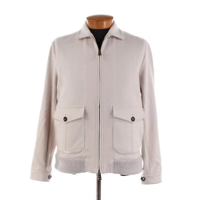 Kired Kiton NWT Furb 100% Cashmere Bomber Jacket Size 50 (M US) In Solid Beige - Image 1 of 4