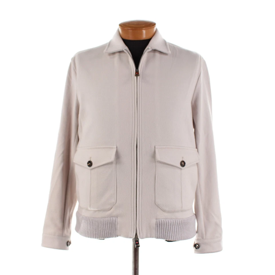 Kired Kiton NWT Furb 100% Cashmere Bomber Jacket Size 50 (M US) In Solid Beige - Image 1 of 4