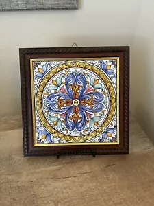 Italienische Kunst Fliese gerahmt Grazia Deruta 9,75" Quadrat Wandkunst - Bild 1 von 16