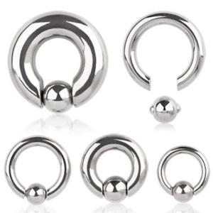 Captive Bead Ring Body Jewelry BCR Spring Action Bead Surgical Steel 2G-00G - Picture 1 of 1