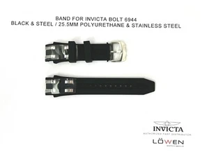 Authentic Invicta Lady Bolt 6944 Black Polyurethane 25.5MM Watch Band - Picture 1 of 3