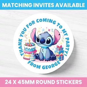 PERSONALISED STITCH SWEET CONE STICKERS PARTY LABELS ANY BIRTHDAY - Picture 1 of 1