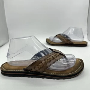 Clarks Fenner Nerice Faux Leather Brown Flip flops Thong Sandals Women 9 M - Picture 1 of 8