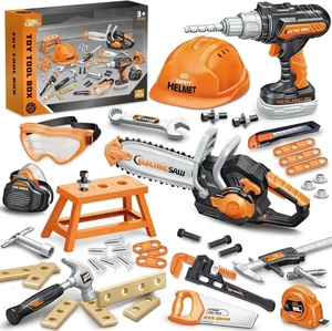 51Pcs Kids Tool Set with Toy Chainsaw& Electronic Drill Toy, Toddler Tool Set, C - Picture 1 of 8