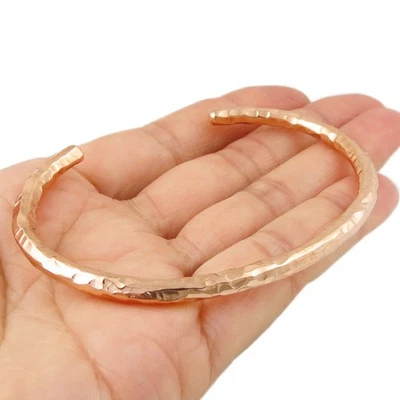 Copper Bracelet Solid Hand Hammered Adjustable Bracelet Cuff for Women - Image 1 of 4