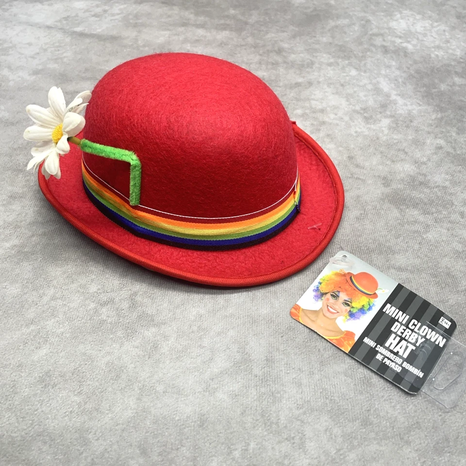Nuevo con etiquetas Mini Payaso Derby Sombrero Rojo con Flor Disfraz Accesorio Halloween Juegos con disfraces Foto 1 de 4