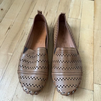 Spring Step FREIDA Brown Leather Laser Cut Slip On Loafers Wo’s 41-US 10-10.5 - Image 1 of 4