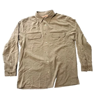 VTG Axis Limited Edition Men Olive Green 100% Washable Silk Shirt Sz M Preowned - Picture 1 of 10