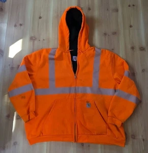 Carhartt Orange Visibility Hooded Jacket Class 3 Type R Size XXXL THRASHED - Picture 1 of 24