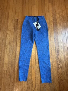 Pantalones Pinko Mujer 38 Azul Claro Encaje Ajustado Recortado Italia Dogo Pizzo Rebrode Cremallera - Imagen 1 de 9