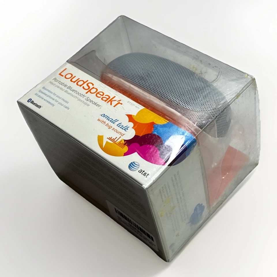 Altavoz Bluetooth Portátil AT&T LoudSpeak’r Blanco BTS01-WH Nuevo, Sellado Foto 1 de 4