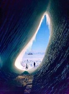 Herbert Ponting Grotto in an Iceberg British Antarctic Expedition 1911 Colorized - Picture 1 of 2