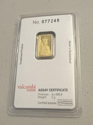 2 克瑞士信用卡金条认证 999.9 瓦尔坎比带测定卡 — 第 1/4 张图片