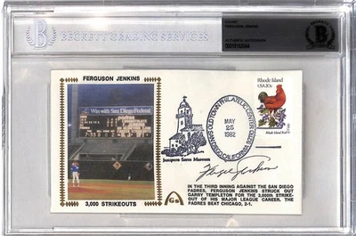 Fergie Jenkins Autographed 3 1/2 x 6 1/2 FDC First Day Cover Cubs Beckett BAS - Image 1 of 2