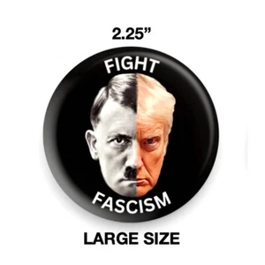 ANTI-TRUMP ANSTECKNADEL, "KAMPF FASCHISMUS" POLITIK ANSTECKNADEL, BUTTON. 2,25" RUND - Bild 1 von 2