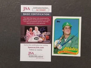 1989 TOPPS CARTA DA BASEBALL AUTO FIRMATA A MANO JOSE CANSECO #500 CON JSA/COA 9622A - Foto 1 di 3