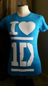 NEW I HEART ONE DIRECTION 1D T-SHIRT WOMENS SHORT SLEEVE TEE TEAL BLUE S SMALL - Picture 1 of 1