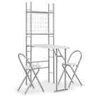 Folding Dining Set 3 Pieces with Rack MDF and Steel Black Silver vidaXL