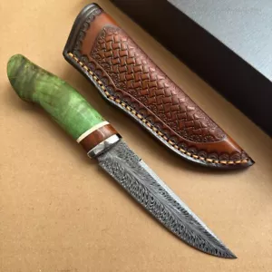 Handgefertigtes Sammlerstück Federmesser Damaststahl Messer Survival Jagdwerk... - Bild 1 von 15