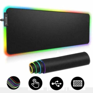 FELICON Large RGB Gaming Mouse Mat Pad LED Extended with Non-Slip Rubber Base - Picture 1 of 14