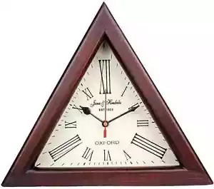 Triangle Wooden Clock 12 inches Wooden Triangle Wall Clock Wall Decor - Picture 1 of 4