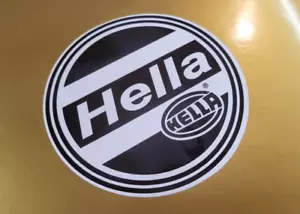 HELLA Rally Car STICKERS 6" Pair Black & White Round Racing Race Escort Renault - Picture 1 of 1