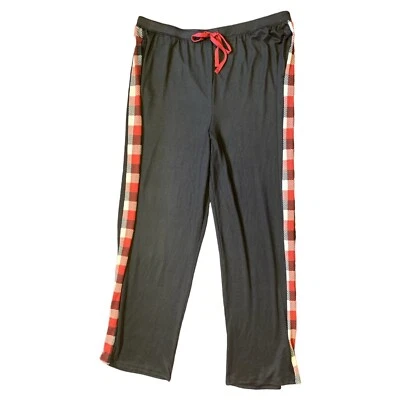 Pantalones de salón CUDDL DUDS tejido sedoso ribete a cuadros piernas anchas talla L Foto 1 de 4