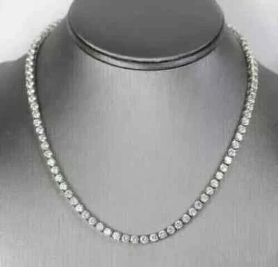 25Ct Round Lab Created Diamond Women's Tennis Necklace 14K White Gold Plated 18" - Image 1 of 4