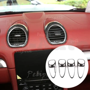 For Porsche 718 2016-2021 Real Carbon Fiber Dashboard Air Vent Outlet Cover Trim - Picture 1 of 7