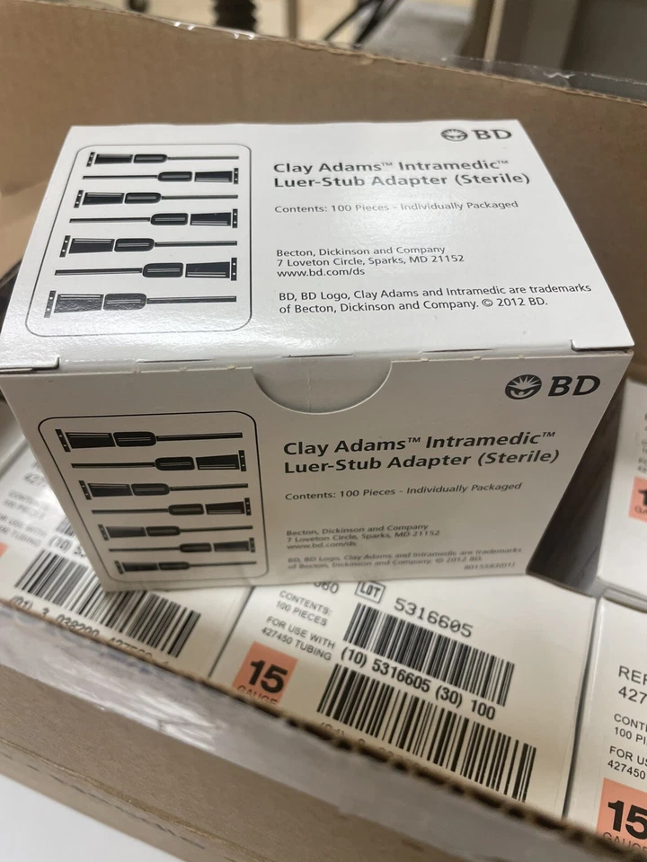"Adaptadores Luer Stub 100 BD intramedic calibre 15 para tubería 427560 15G, 1/2""" Foto 1 de 4