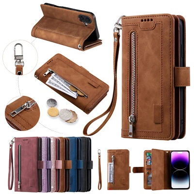For iPhone 15 16 Pro Max 14 13 12 11 XR Magnetic Wallet Case Leather Flip Cover - Image 1 of 4