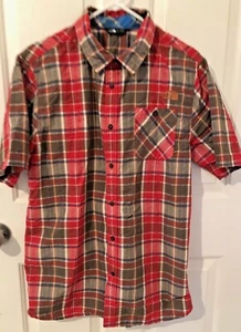 Camisa con botones para hombre THE NORTH FACE roja a cuadros nailon/poliéster S/Sl talla grande - Imagen 1 de 4