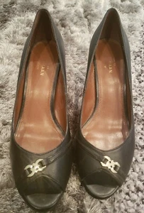 Cole Haan Black Leather Grand OS Mid Heel Pumps Women’s Size 7.5 B Work Career - Picture 1 of 6