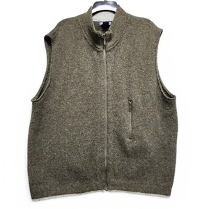 Vintage LL Beans Sweater Vest Mens Large Green Wool Blend Full Zip Made in USA - Picture 1 of 12