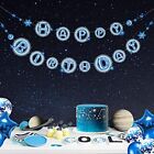 Galaxy Happy Birthday Banner Glitter Blue Star Happy Birthday Garland Twinkle...