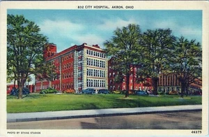 Stadtkrankenhaus Akron Ohio Postkarte 832 von Stivas Studios verschickt - Bild 1 von 2