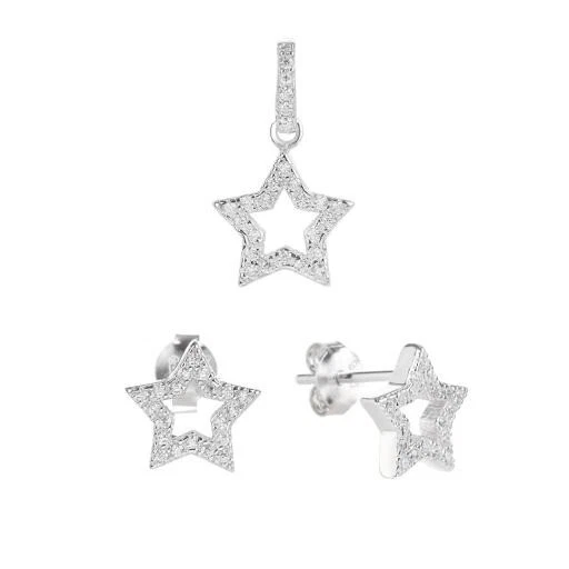 Completo Donna Trova Gioielli 5410 Orecchini E Ciondolo In Argento Forma Stella - Immagine 1 di 1