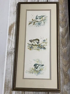 Vintage Tri-Print Joy Alldredge Singvögel doppelt matt gerahmt 1983 23 Zoll x 11 - Bild 1 von 11
