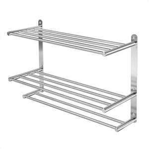 24" 3 Tier Bathroom Towel Rack Bar Stainless Steel Wall-Mounted Storage Shelf - Picture 1 of 7