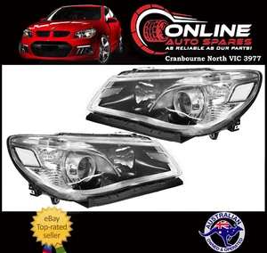 Black Headlight PAIR fit Holden Commodore VF 13-17 SS SV6 Calais head light lamp - Picture 1 of 4