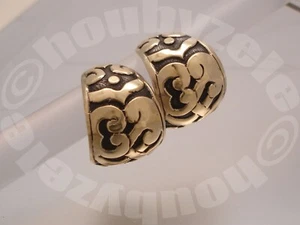 John Hardy Sterling Silver and 18K Tribal Huggie Hoop Earrings - Picture 1 of 12