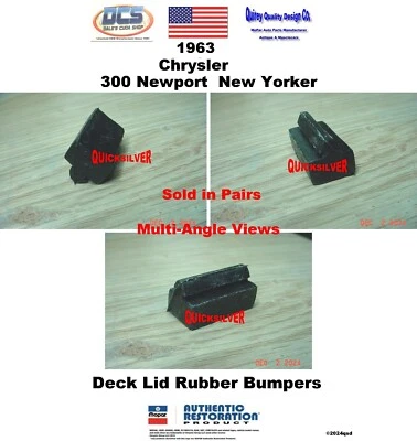 1963 Chrysler 300 Newport New Yorker Deck Lid Bumpers 1954763 New MoPar USA - Image 1 of 2