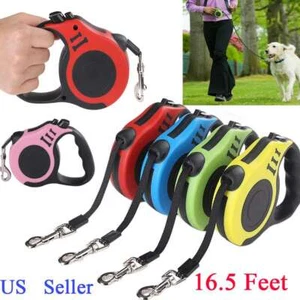 16.5 ft Automatic Retractable Dog Leash Pet Collar Automatic Walking Lead Free - Picture 1 of 14