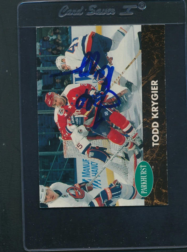 1991/92 Parkhurst #408 Todd Krygier Capitals Signed Auto *E6068 - Image 1 of 1