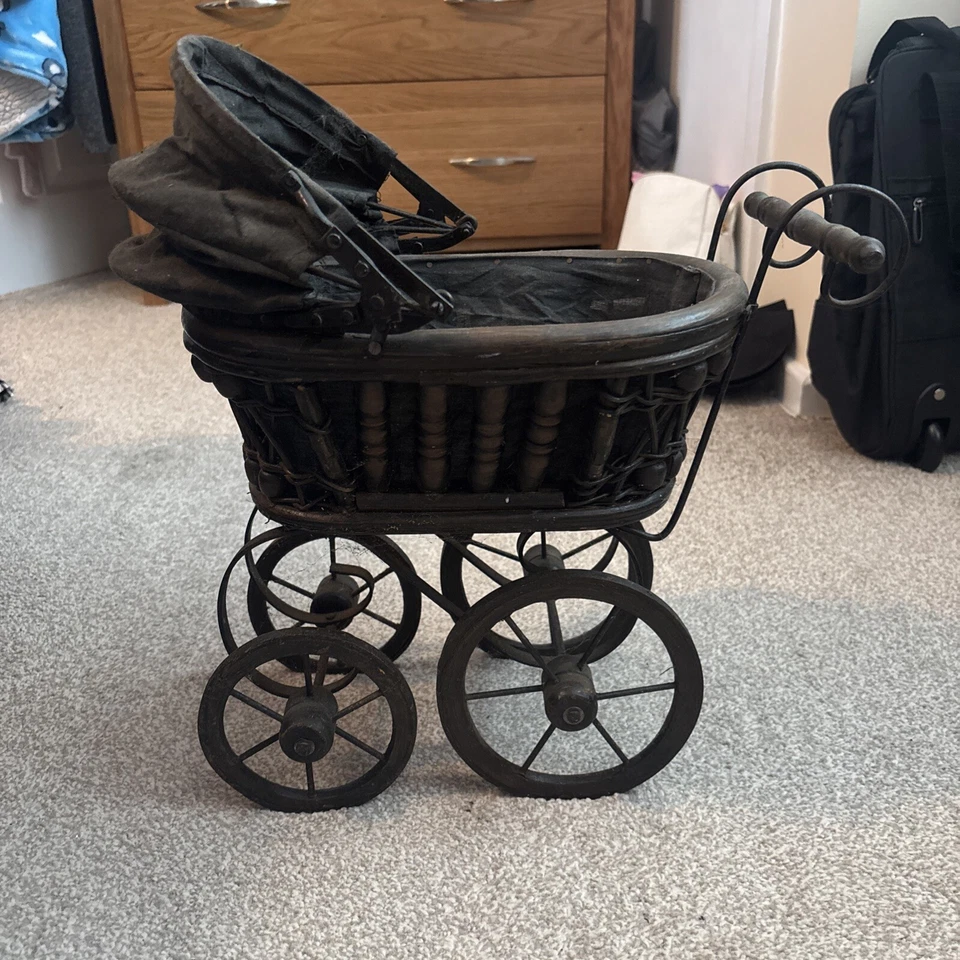 Penny Farthing Type Covered Baby Stroller Carriage Old Collectible vintage 15"in - Image 1 of 4