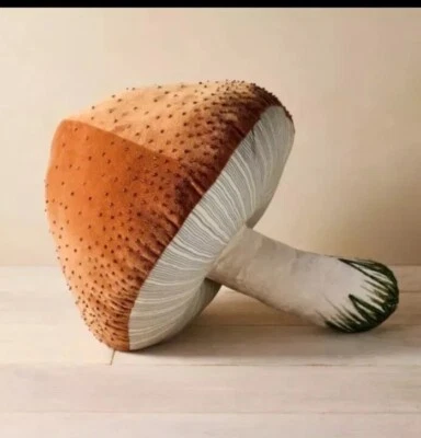 John Derian  x Target 17"x14" Beaded Mushroom Novelty Plush Pillow Brown NEW - Image 1 of 2